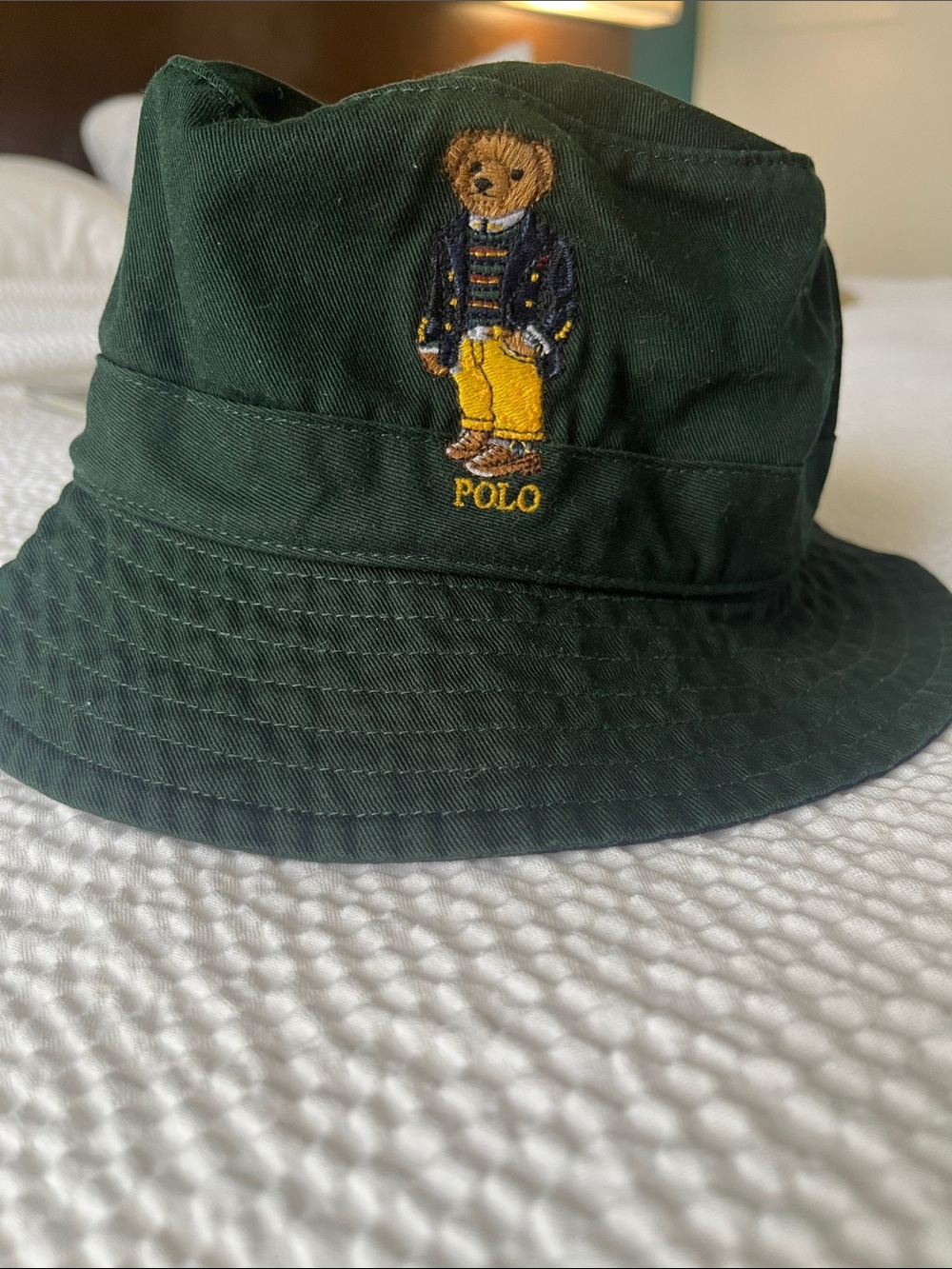 Polo by Ralph Lauren Dark Green Bucket Hat with Embroidered Bear